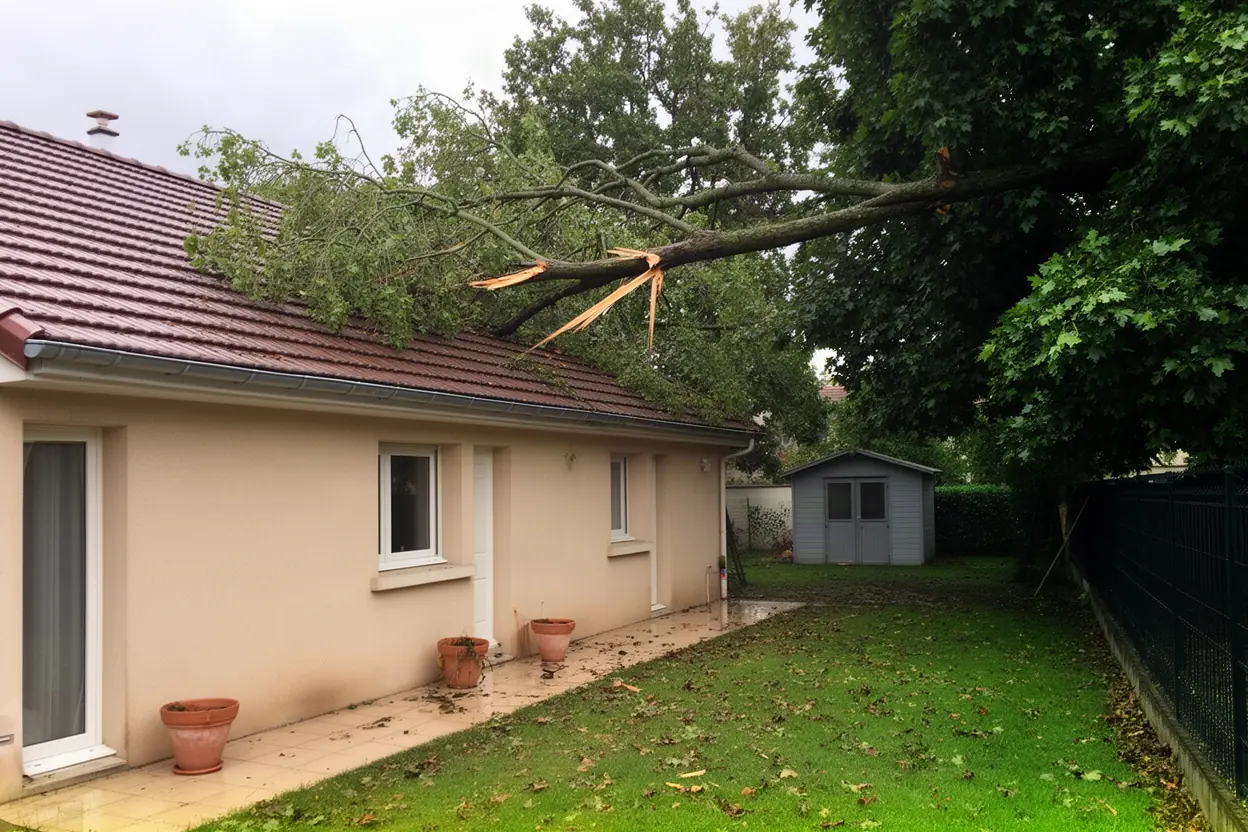 Branche cassée posée sur toiture au Ban-Saint-Martin