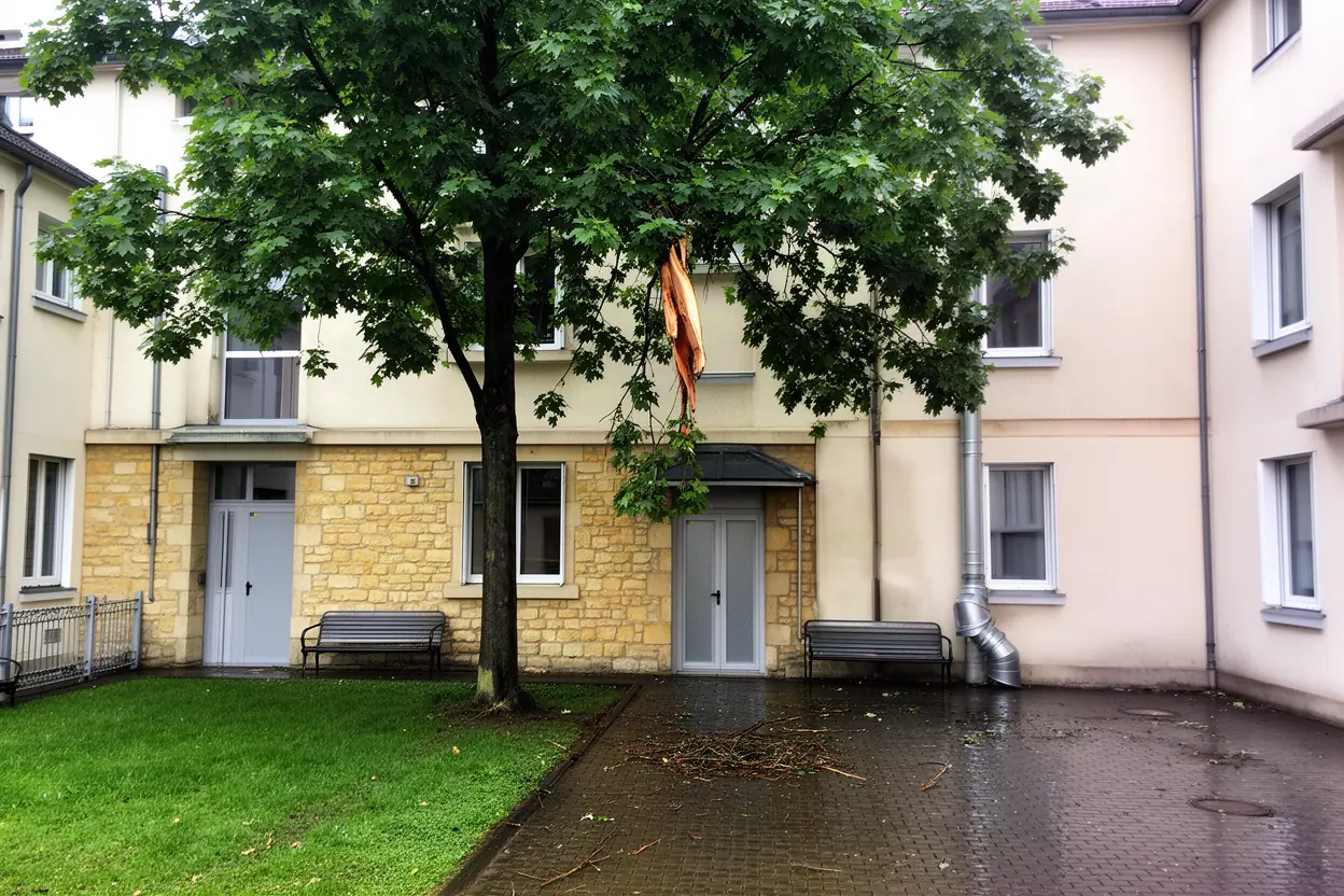 Érable fissuré menaçant une cour à Metz