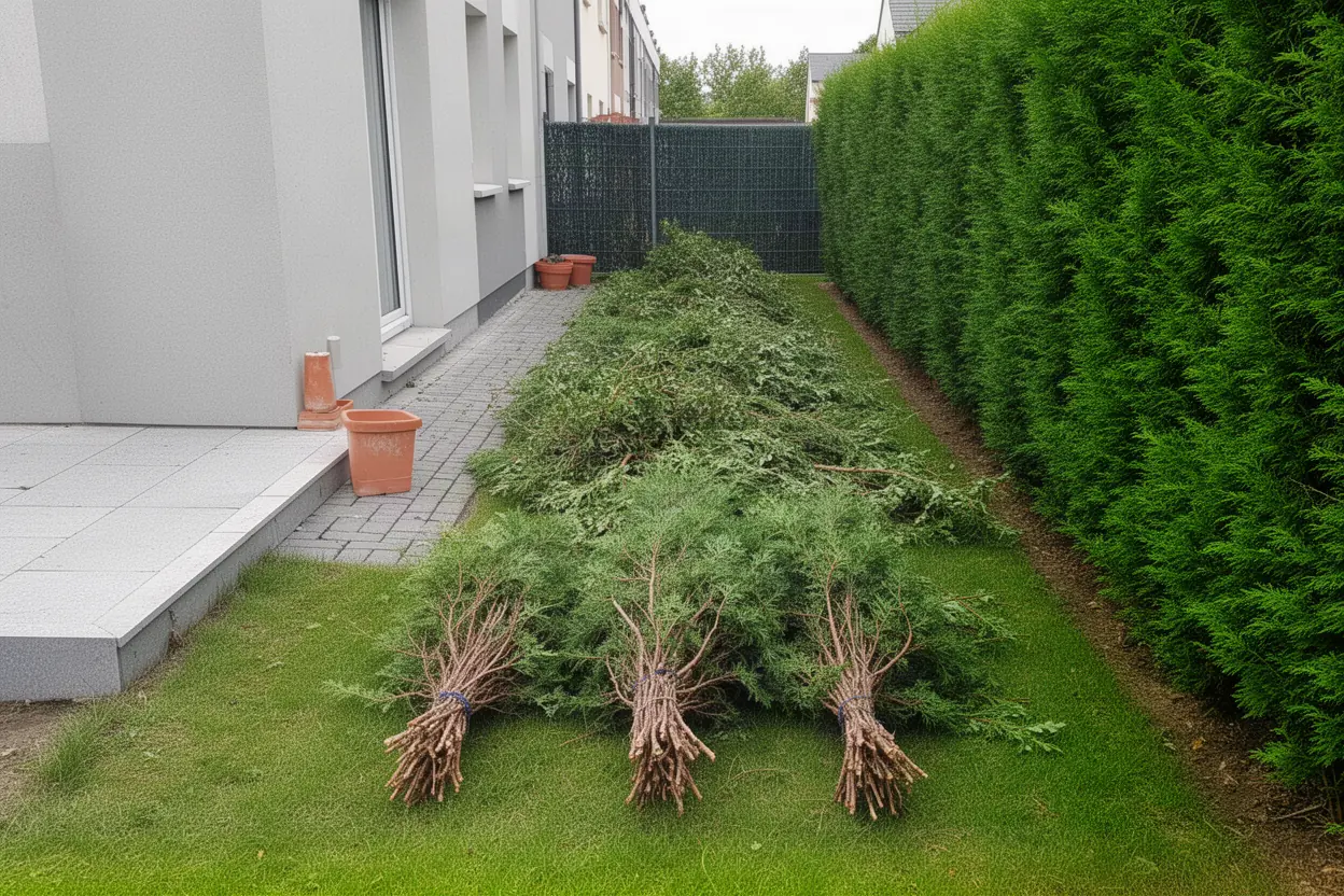 Amas de branches avant ramassage dans un jardin messin